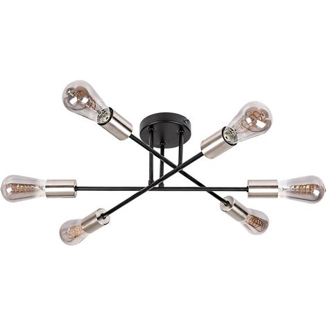 Lampada del soffitto Branchi in metallo Matt Black Chrome Satinato E27 6 x Max, 25W H: 19 cm Ø57 cm Dimmabile (1/5)