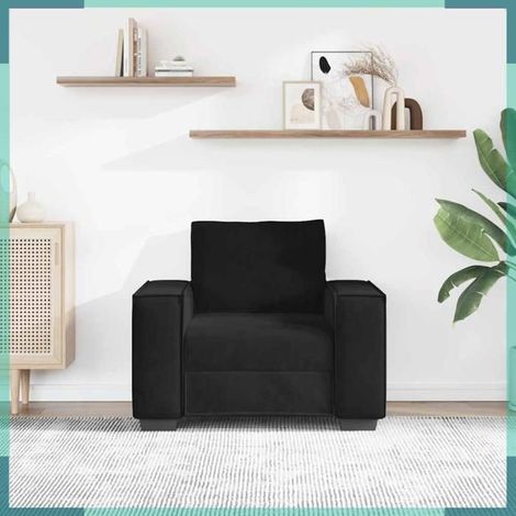 Fauteuil - 4105005 - velours noir - structure métal et bois - 100x78x84 cm (1/5)