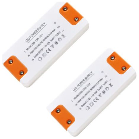 2 Pack Transformateur 220V 12V LED 12W, LED Driver alimentation 12v 12w 1A, led driver 12v, convertisseur 220v 12v, Convertisseur De Tension AC à DC Adaptateur Transfo Constante pour G4, GU5.3, MR11,