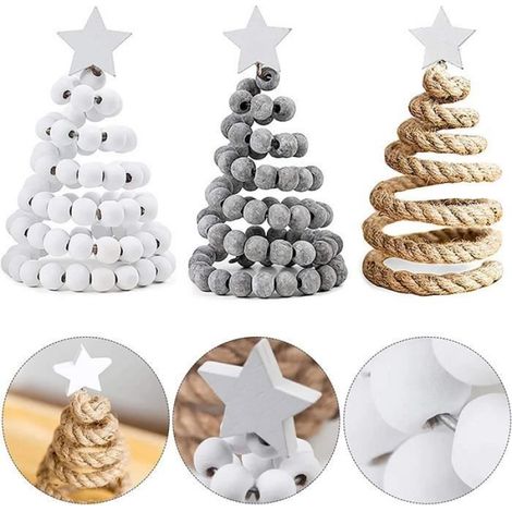 Arbre de Noël - Creative - Bois - 10cm x 17cm - Décoration de Bureau - Blanc (1/4)