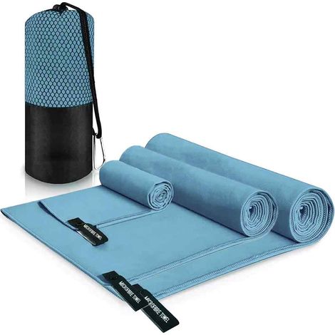 Lot de serviettes en microfibre, séchage rapide, avec sac de transport, polyvalente pour sport, plage et voyage (1/5)