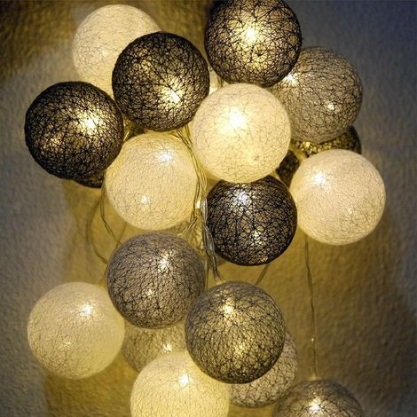 Lichterkette mit 20 LED-Wattekugeln, 3,8 m lang, mit Schalter, für den Innen- und Außenbereich, für Partys und Weihnachten (1/5)