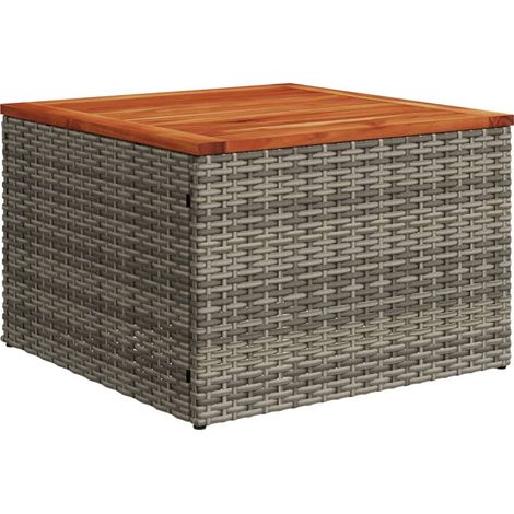 Gartentisch Grau 55x55x37 cm Poly Rattan und Akazienholz vidaXL