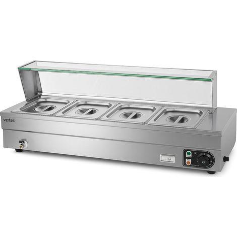 VERTES Chauffe-plats inox 1500W Bain-Marie 4x 1/2 GN, 10L (1/5)