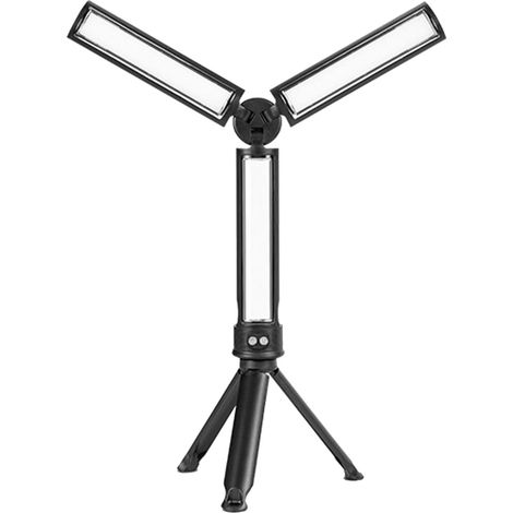 Lampe de travail LED pliable rechargeable, projecteur multifonction portable avec trépied et câble USB pour bricolage et réparation (1/5)