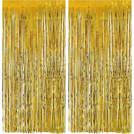 2 pièces Rideau métallique,Or,Franges en aluminium,Facile à installer,Décoration fête,Mariage,Anniversaire (1/5)