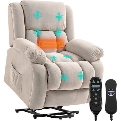 HOMCOM sillón relax reclinable eléctrico levanta personas mayores con masaje vibratorio y calor, asiento ancho, puerto usb, bolsillos, reposapiés (1/5)