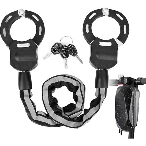 Antivol Trotinette Electrique, Cadenas Trotinette, Menotte Antivols Velo Avec Clés et Sac Etanche, Chaînes Antivol pour Bicyclette, Scooter, Vélo Electrique, Trottinette Auto-Equilibrée (1/5)