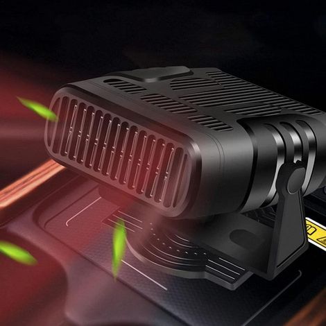 Calefactor y ventilador portátil 2 en 1 para coche, con función de calefacción y refrigeración, 12 V, con soporte giratorio, calentamiento rápido y silencioso. (1/5)