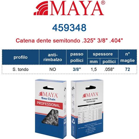 Catena Motosega 3/8" - 1,5 mm .058" - 72 maglie Prof. S.tondo senza antirimbalzo 459348