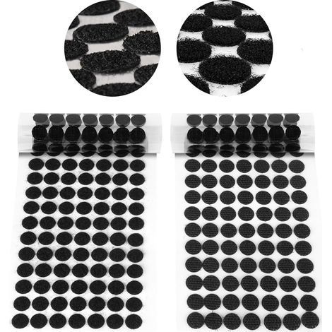 Scratch Autocollant Rond, 504 Paires Pastille Scratch Autocollant Crochets et Boucles, 10mm Noir Double Face Rond Pastille Adhesive Collant Point, pour DIY, Artisanat etc (1/5)