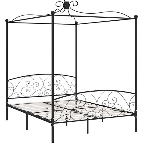 Himmelbett-Gestell Schwarz Metall 160 x 200 cm vidaXL (1/4)