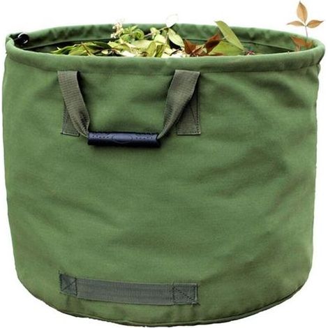 Lntyq Sac de Jardinage 125L Extra-Robuste avec Poignées, Sac de Ramassage Feuilles Verte avec Toile Militaire (H45.7 cm, D55.8 cm) (1/5)