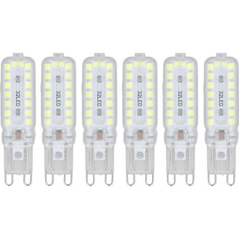 Ampoules LED G9 7W, 6 pièces, éclairage à intensité variable 360 °, ampoule de remplacement pour lampe murale de bureau, lumière blanche 220-240V (1/5)