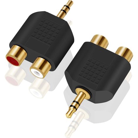 Lot de 6 adaptateurs audio jack 3,5 mm stéréo vers 2 RCA femelles (1/5)
