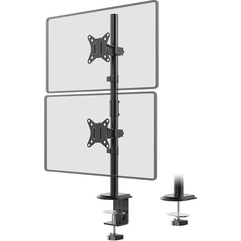 Support Ecran PC 2 Ecran pour Moniteurs de 17 à 32 Pouces, Poteau Vertical Extra Haut de 80 cm, Charge Maximale de 9 kg par Bras, avec Fonction Pivotante et Inclinaison, VESA 75/100mm (1/5)