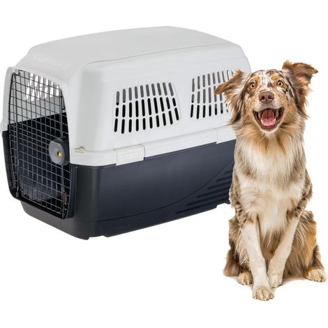 Ferplast Trasportino Cane CLIPPER 5, IATA, Trasportino Cane Taglia Media max 30 Kg, Trasportino Rigido, Viaggio Animali Auto Aereo Treno, 87 x 57 x h 60 cm, Porta in Acciaio, Chiusura Sicura (1/5)
