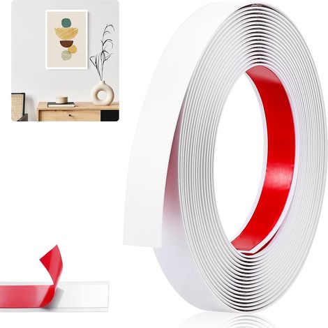 Moulure Auto Adhesive, Blanc Baguette de Finition PVC, Décoration Moulure Adhesive de 6 m x 2 cm, Facile à Couper et à Installer, Moulures Flexible pour Bord de Carreau, Miroir, Porte (1/5)