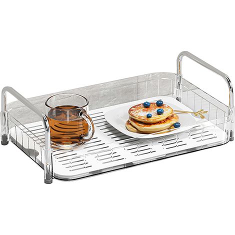 Support à tasses avec plateau égouttoir blanc étagère de rangement cuisine plan de travail support à tasses simple couche (1/5)