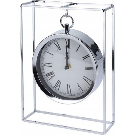 Moderne silberfarbene Wanduhr aus Metall, 18,8 x 25 cm