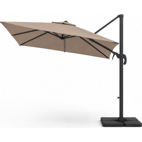 Ombrellone 3x3M Per Giardino Piscina Esterni Gazebo Terrazze Bar E Hotel Braccio Retrattile Acciaio Inossidabile Rotabile 360° Struttura Con Braccio Telo Impermeabile Resistente Ai Raggi UV Tortora (1/5)