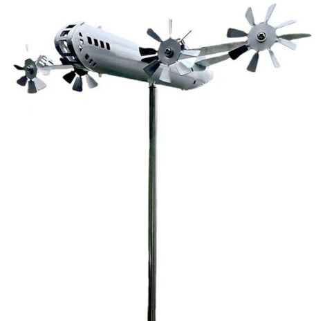 Amateurs de vol Métal Avion Girouette Girouette Fer Extérieur Moulin à Vent pour Jardin, Patio, pelouse Ornements, Silve (1/5)