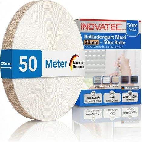 Sangle de volet roulant Maxi 20 mm Beige 50 m Pour porte et fenêtre Volet roulant Indéchirable et résistante aux UV (1/5)