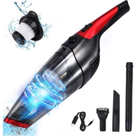 BUNTHAUS Aspirateur à Main sans Fil, Rechargeable (Charge USB), aspirateur Puissant, aspirateur à Main Portable pour Poils d'animaux, Nettoyage de la Maison et de la Voiture, Humide et Sec