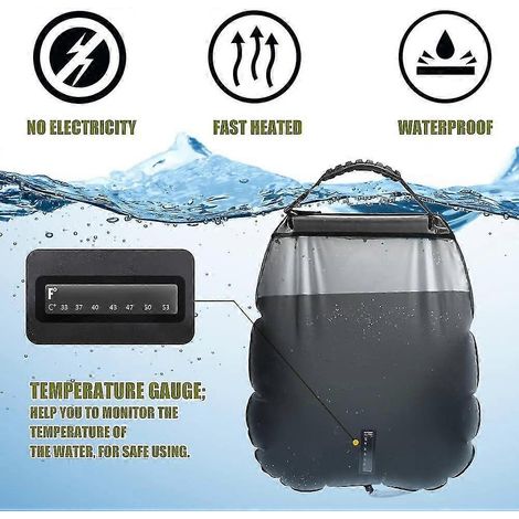 Sac de douche solaire 20 L pour le camping et les voyages - Sac à eau chaude solaire portable (1/5)