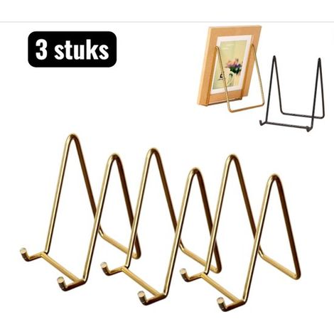 Lot de 3 - Porte-photos - Présentoir en céramique - Support multifonctionnel pour photos et tablettes - Décoration d'étagère - Convient pour la maison et le bureau - Or (1/5)