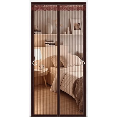 Moustiquaires pour Portes 130x220cm, Anti Moustiquaire Porte Magnétique, Très Fine Fermeture Automatique, Installation sans Outil Facile, pour Porte de Balcon, Salon
