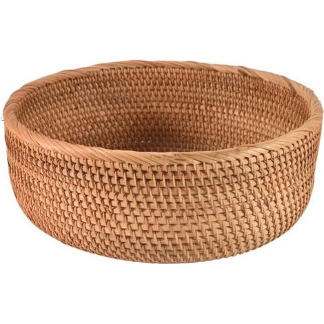 Großer runder Korb aus Naturrattan zur Aufbewahrung von Brot. Obst und Lebensmitteln (1/4)