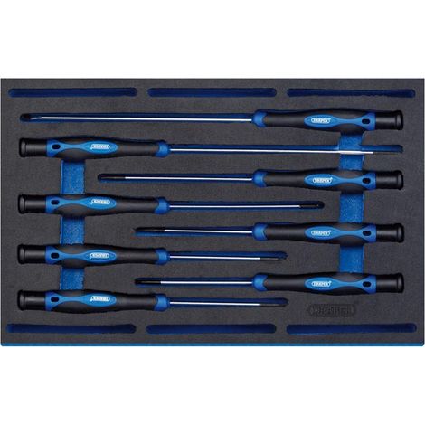 Draper 63399 - Set di 8 cacciaviti di precisione extra lunghi, con inserto 1/4 Eva