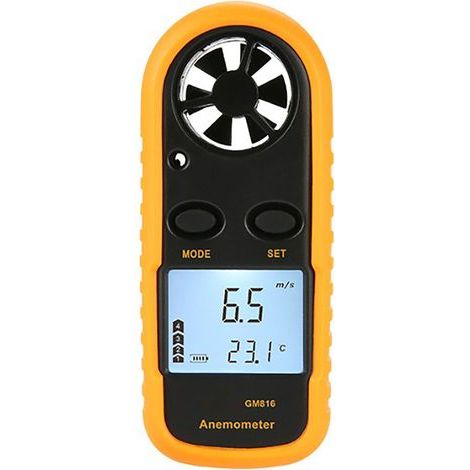Tragbares digitales LCD-Anemometer mit Max/Min/AVG-Anzeige, digitales Anemometer zur Messung von Luftströmungsgeschwindigkeit und Windgeschwindigkeit, Thermometer mit Hintergrundbeleuchtung (1/5)
