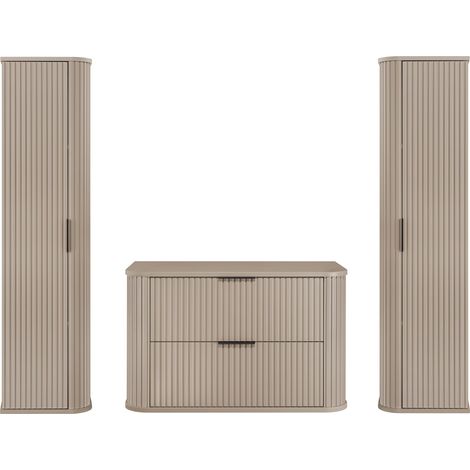 Ensemble un meuble 80 cm et deux colonnes 35/139 cm à suspendre GLAMOUR CACHEMIRE (1/5)
