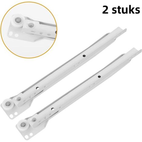 2-delig - Geleiderail, automatische rolgeleider - Stille tweedelige rail - Geschikt voor wandkastladerails - 0,7 dikke gewone wielrail - 12 inch - Wit (1/5)
