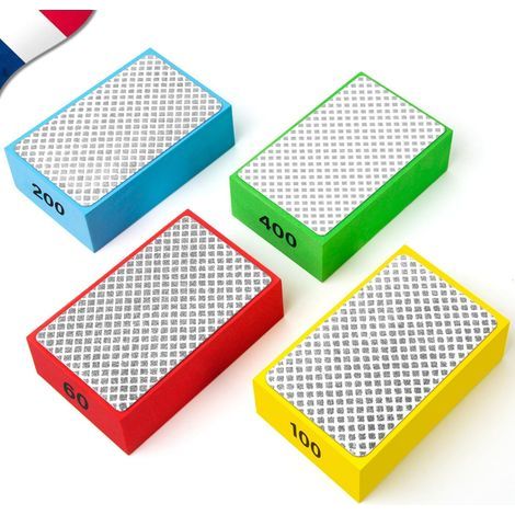 Lot de 4 Cales à poncer,Éponge abrasive diamant,Grains 60/100/200/400,Pour carrelage verre pierre (1/5)