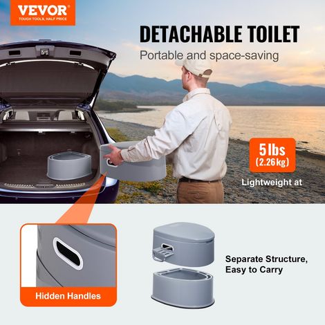 Toilette Portable avec Réservoir à Matières 5 L Toilette de Camping avec Porte-Papier et Support de Téléphone sans Odeur WC de Voyage pour Camping-car Caravane Chambre à Coucher Femmes Enceintes (1/5)