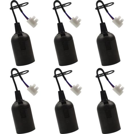 6 portalámparas de repuesto E27 - Portalámparas E27 modificado - Portalámparas con cable 4A 250V-Negro (1/5)