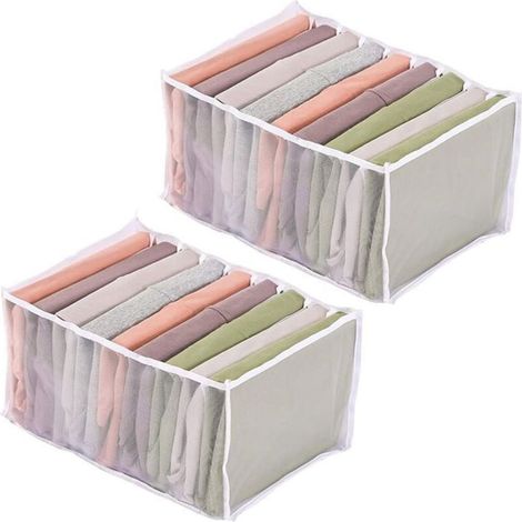 Lot de 2 Organisateur Pliable Tissu Organisateur De Tiroir Pliable Boîte De Rangement À 9 Compartiment Blanc, 362520cm (1/4)