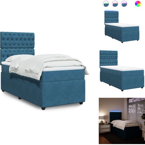 Sommier Ă lattes de lit avec matelas bleu 90x190 cm velours - Sommier Ă Lattes De Lit - Sommiers Ă Lattes De Lit - Lit - Meuble De Chambre Ă Coucher (1/5)