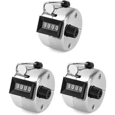royaluxe-3 Pcs Compteur Manuel en Métal, 4 Chiffres Compteur Mécanique pour Sport Golf Compte de Pas, Compte Jusqu'à 9999