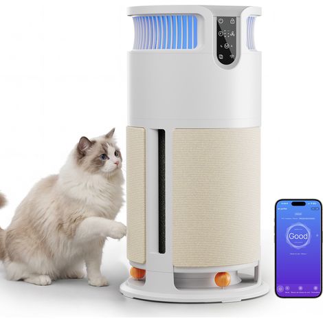 Devoko – Purificateur d'air intelligent 350 m³/h – Écran tactile – Filtration HEPA H13 – Purification 360° pour foyers avec animaux
