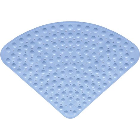 Alfombrilla de ducha esquinera antideslizante - Alfombrilla de ducha esquinera de 65x65 cm, apta para duchas de interior, con ventosa, color azul. (1/5)