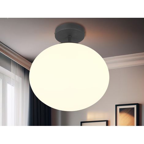 Kleine Retro Deckenleuchte FOMENTO Schwarz mit Glaskugel, Ø 30cm