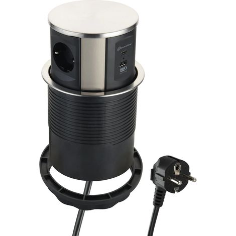 Electraline 5-plug multisocket 3 prises schuko + 2 prises usb - 62571