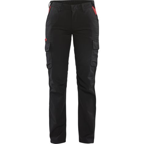 Pantalon industrie stretch 2D femme 7144 - Noir/Rouge S - FR(36) - SE(C34) - Standards (1/5)