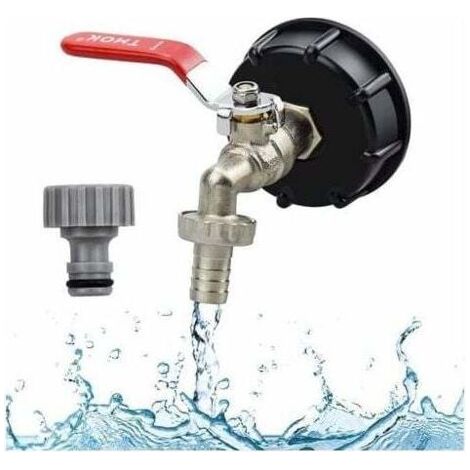 Robinet Cuve 1000L Recuperateur d Eau De Pluie Adaptateur de Réservoir IBC Connecteur à Filetage 1/2 Adaptateur Bouchon Cuve en Laiton PP Filetage Gros 60 MM Raccords De Tuyau D'arrosag (1/5)