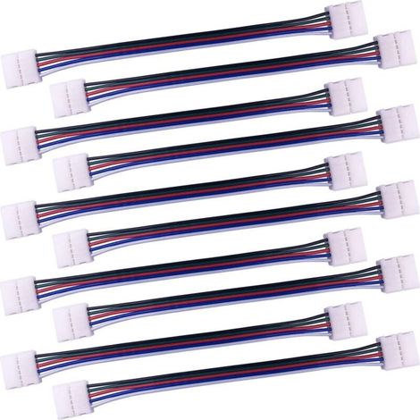10pcs Câble connecteur RGBW 5 Broches Lampe Bande LED de 10mm Convertisseur de lumière Ruban LED sans Soudure Adaptateur pour connecter 2 Bandes LED SMD 5050 RGBW Ensemble-17cm Long (1/5)