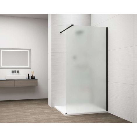 Polysan Esca - Parete doccia Walk-In 90x210 cm, Antidrop, vetro satinato/nero opaco ES1190-02 (1/5)